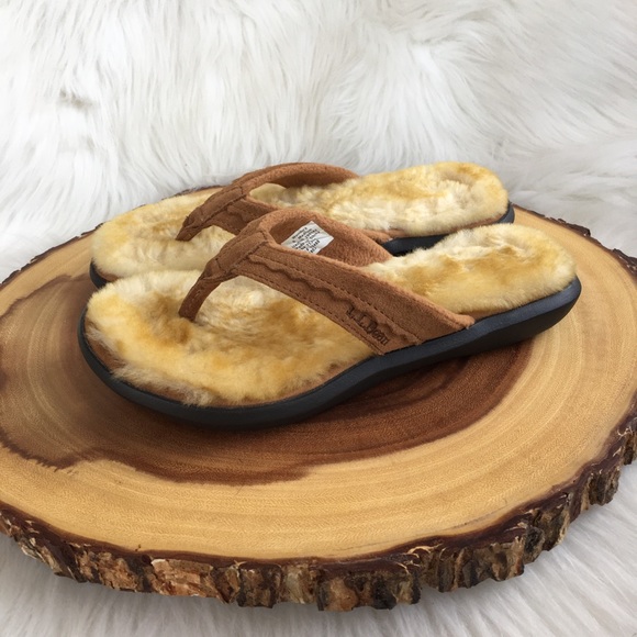 shearling lined flip flops